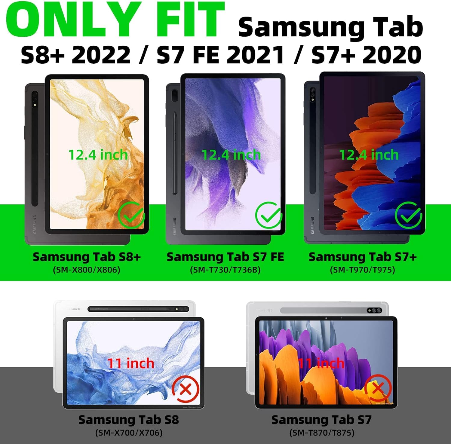 Nuouxoco Nuouxoco Shockproof Case for Galaxy Tab S7 FE 12.4 inch 2021 with Multi-Angle Kickstand Compatible with Models SM-T730 T733 T736 T738 T970 T975 T976 T978 - View 2 of 7