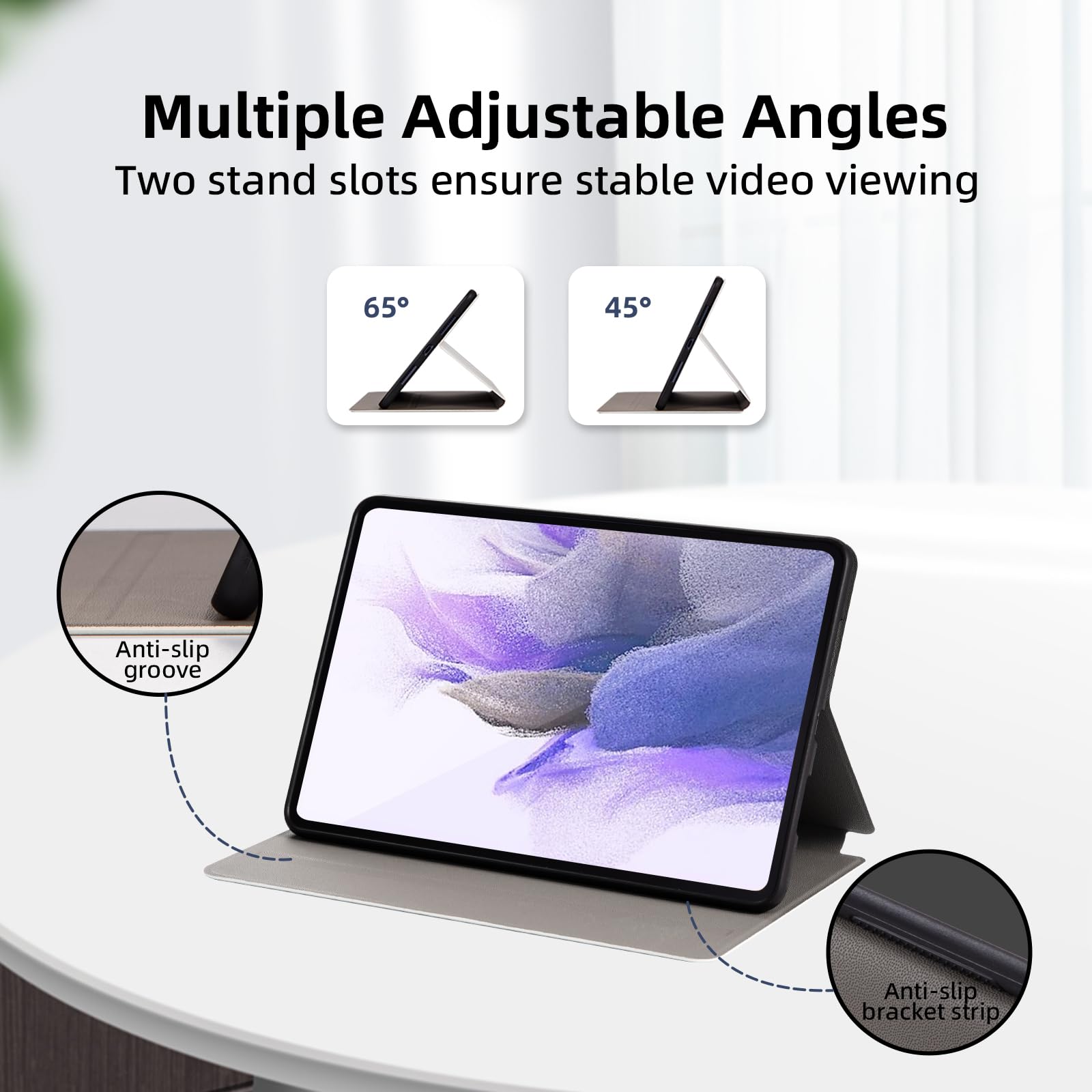 Nuouxoco Nuouxoco Shockproof Case for Galaxy Tab S7 FE 12.4 inch 2021 with Multi-Angle Kickstand Compatible with Models SM-T730 T733 T736 T738 T970 T975 T976 T978 - View 5 of 7