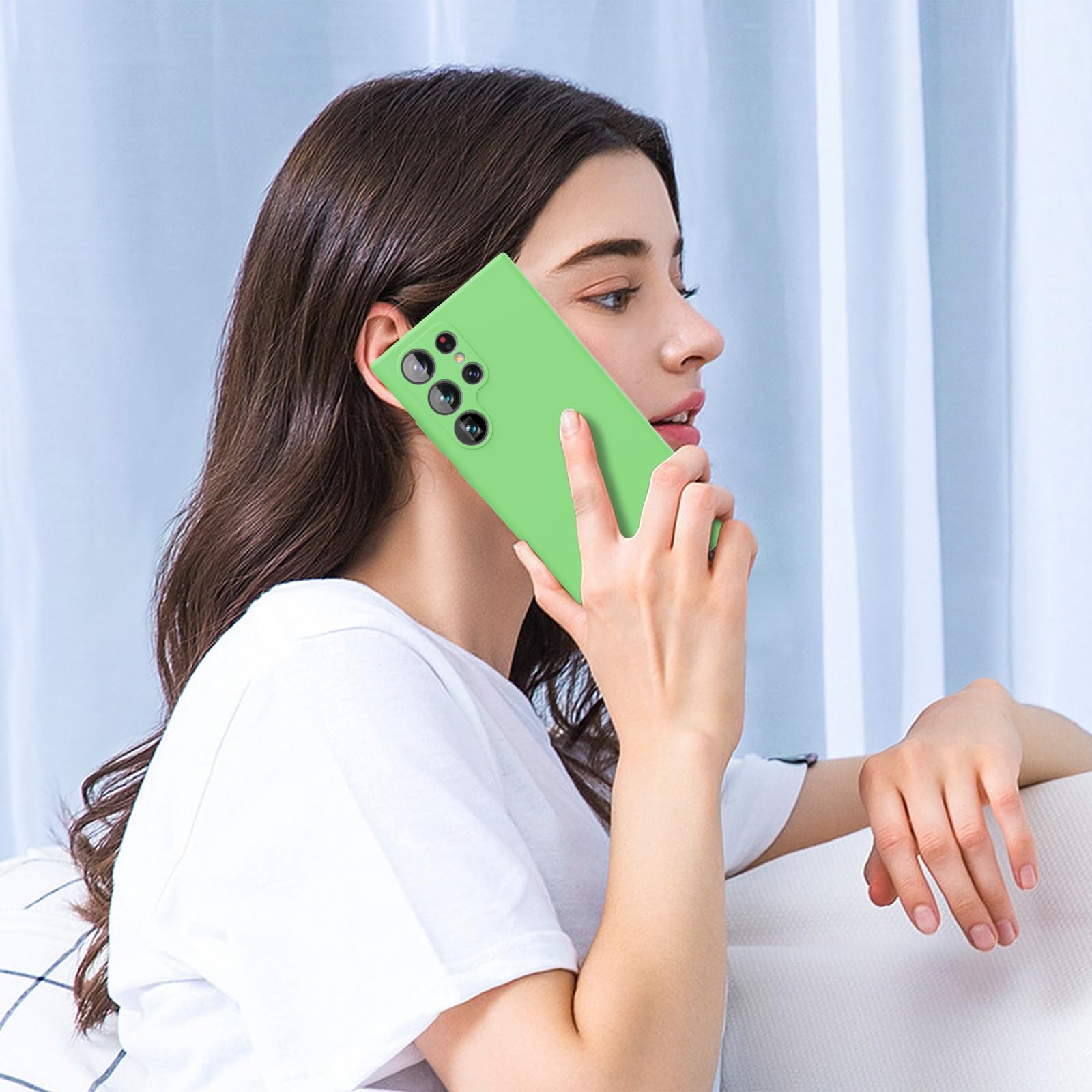 ZUSLAB ZUSLAB Silicone Case for Samsung Galaxy S24 Ultra 6.8 Inches TPU Rubber Gel Cover Wireless Charging Anti-Scratch Shockproof Slim Fit Green - View 7 of 8