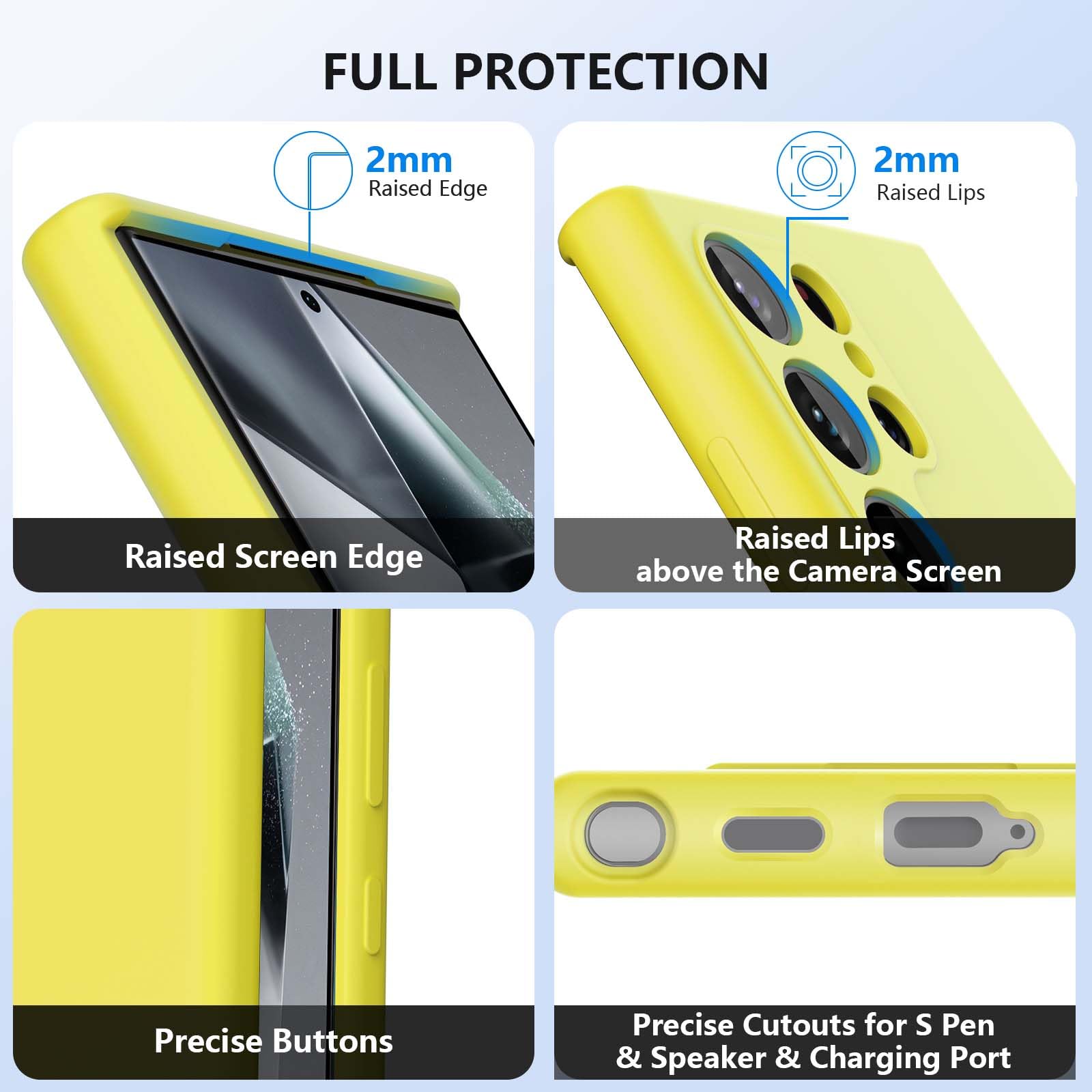 ZUSLAB Zuslab Silicone Case for Samsung Galaxy S24 Ultra 6.8 Inches TPU Rubber Gel Cover Wireless Charging Anti-Scratch Shockproof Slim Fit Yellow - View 4 of 8