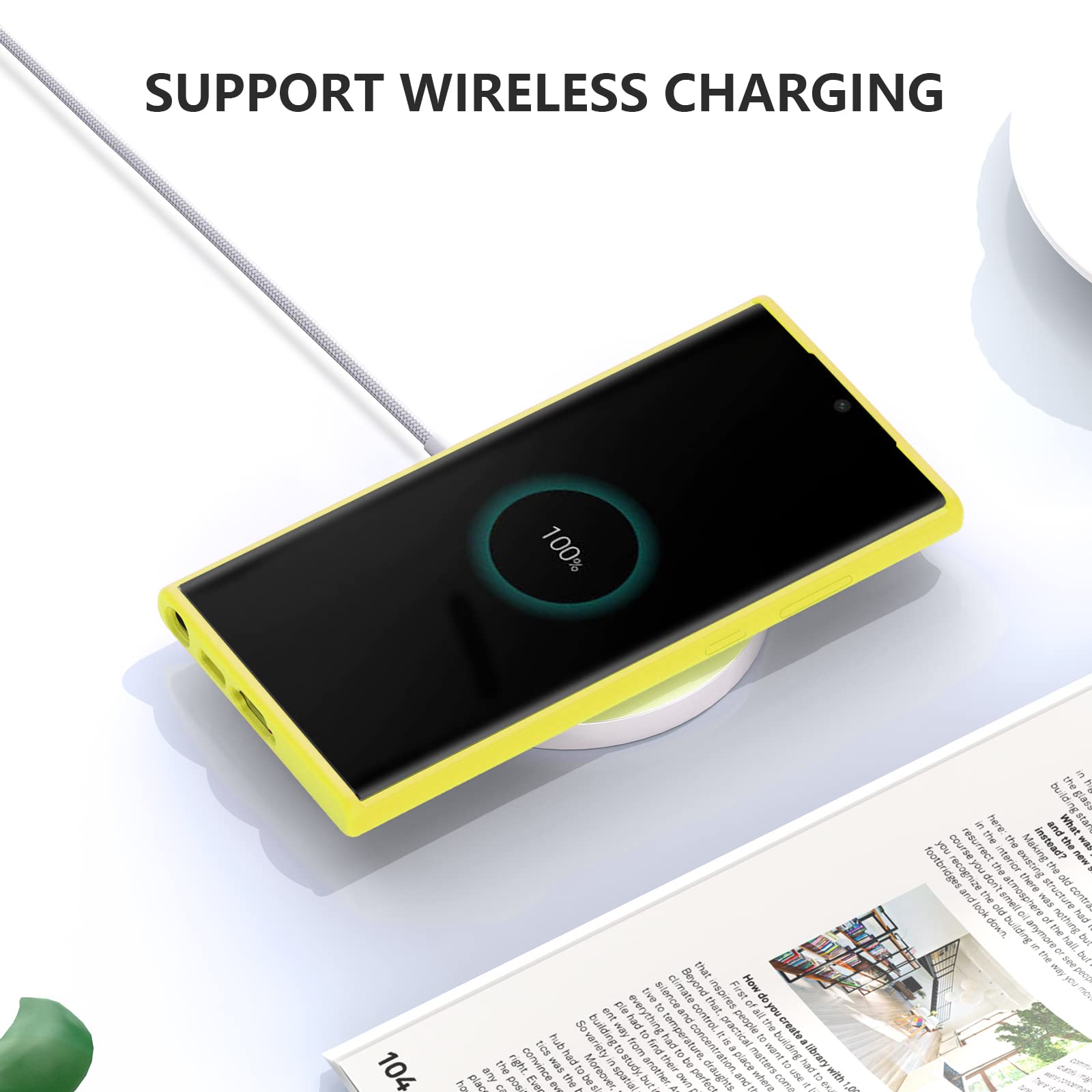 ZUSLAB Zuslab Silicone Case for Samsung Galaxy S24 Ultra 6.8 Inches TPU Rubber Gel Cover Wireless Charging Anti-Scratch Shockproof Slim Fit Yellow - View 6 of 8