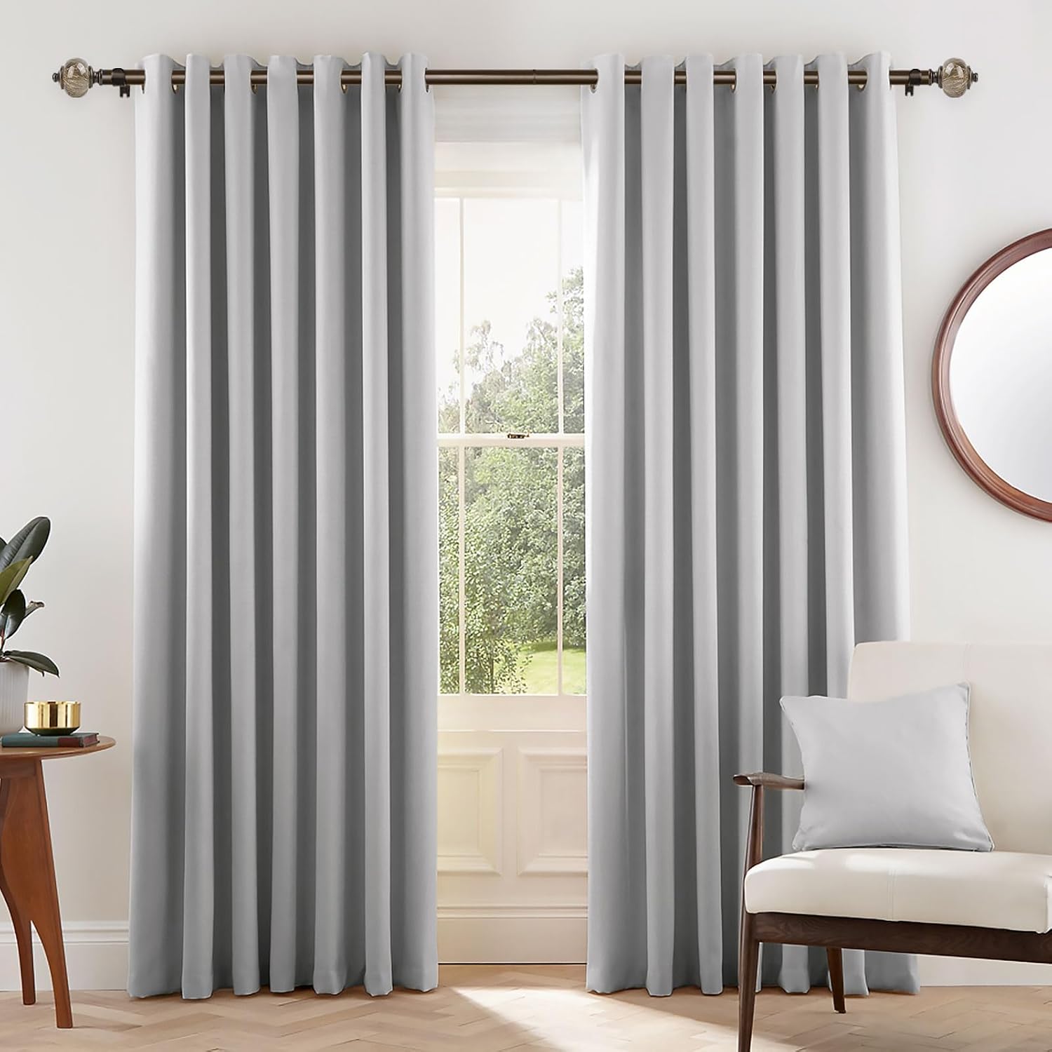 KAMANINA KAMANINA 1 Inch Adjustable Curtain Rods 72 to 144 Inches Bronze Heavy Duty Drapery Rods with Marbled Finials for Windows - View 2 of 9