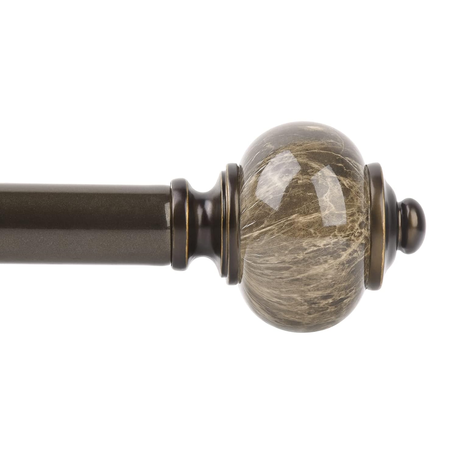 KAMANINA KAMANINA 1 Inch Adjustable Curtain Rods 72 to 144 Inches Bronze Heavy Duty Drapery Rods with Marbled Finials for Windows