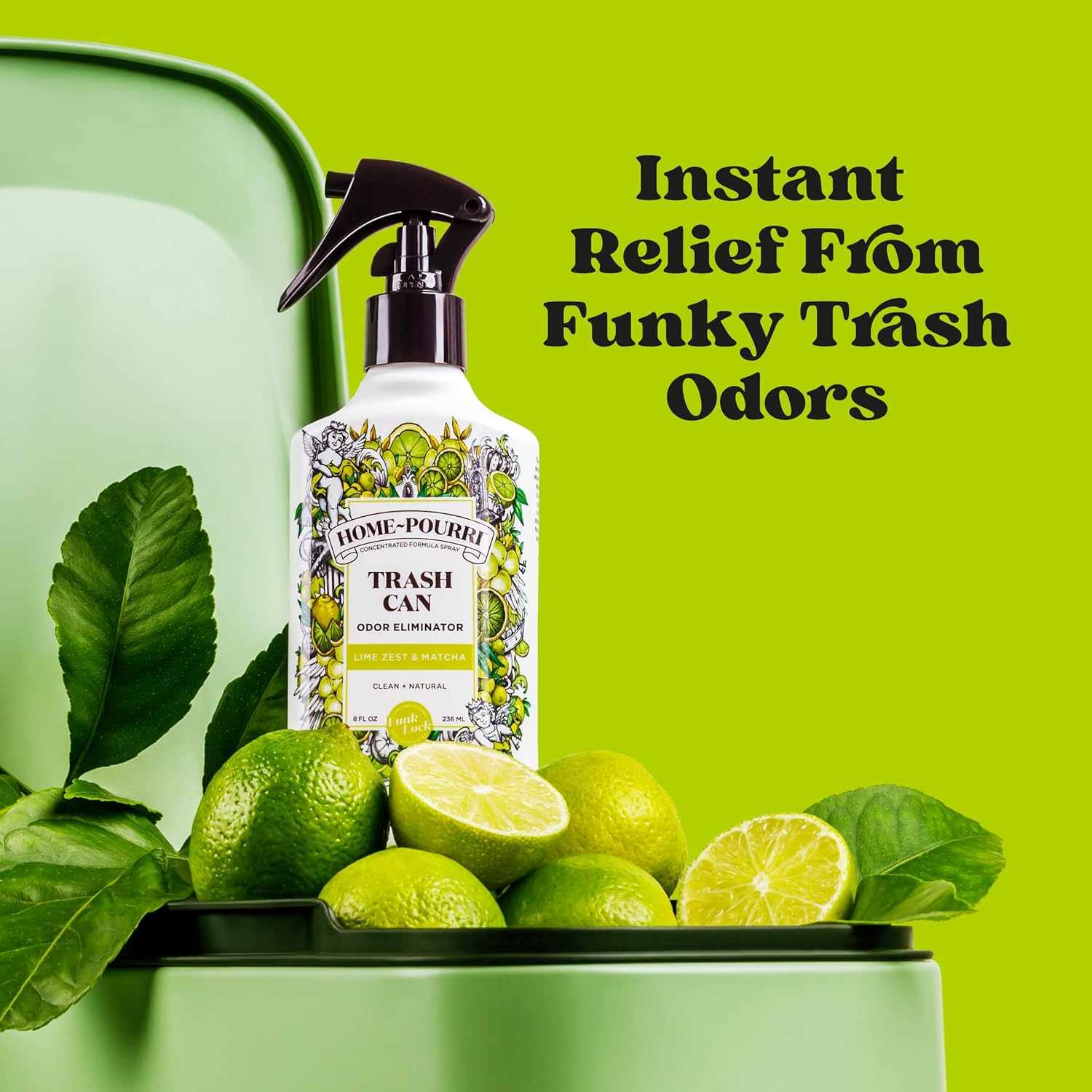 Poo-Pourri Home Pourri Trash Can Odor Freshener 8 Fl Oz Lime Zest and Matcha for Fresh Smelling Home - View 2 of 8