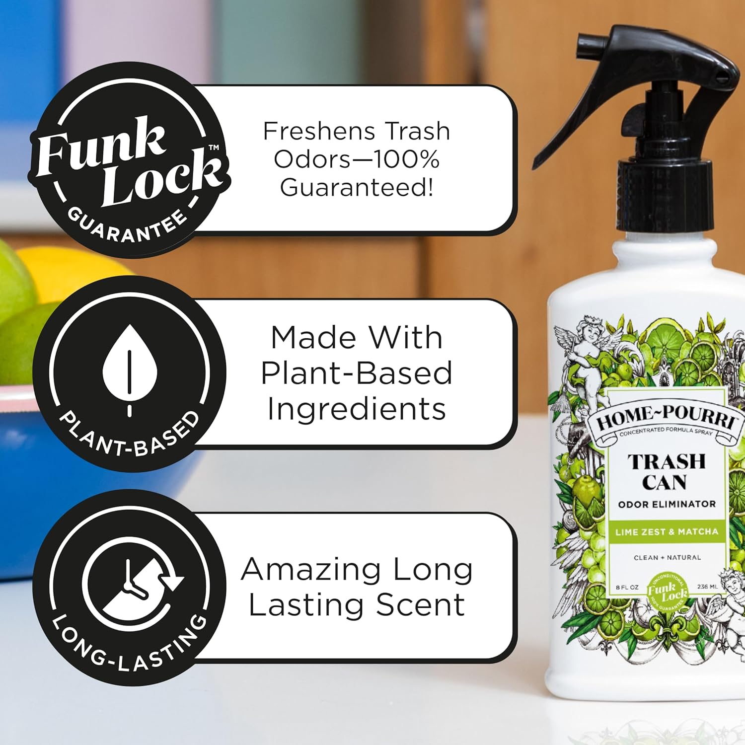 Poo-Pourri Home Pourri Trash Can Odor Freshener 8 Fl Oz Lime Zest and Matcha for Fresh Smelling Home - View 3 of 8