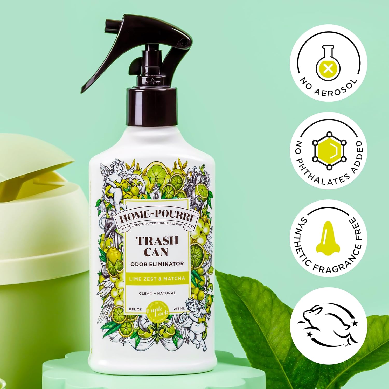 Poo-Pourri Home Pourri Trash Can Odor Freshener 8 Fl Oz Lime Zest and Matcha for Fresh Smelling Home - View 5 of 8