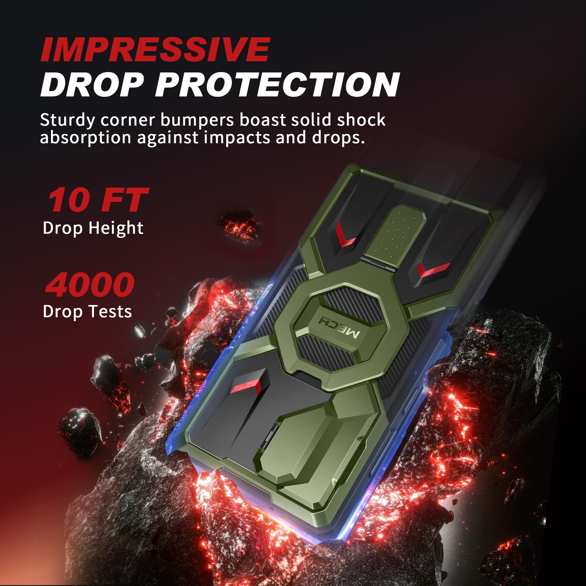 TONGATE TONGATE Samsung Galaxy S24 Ultra Case with MagSafe Ring Stand and Camera Cover Rugged Protection Green 6.8 Inch - View 4 of 8