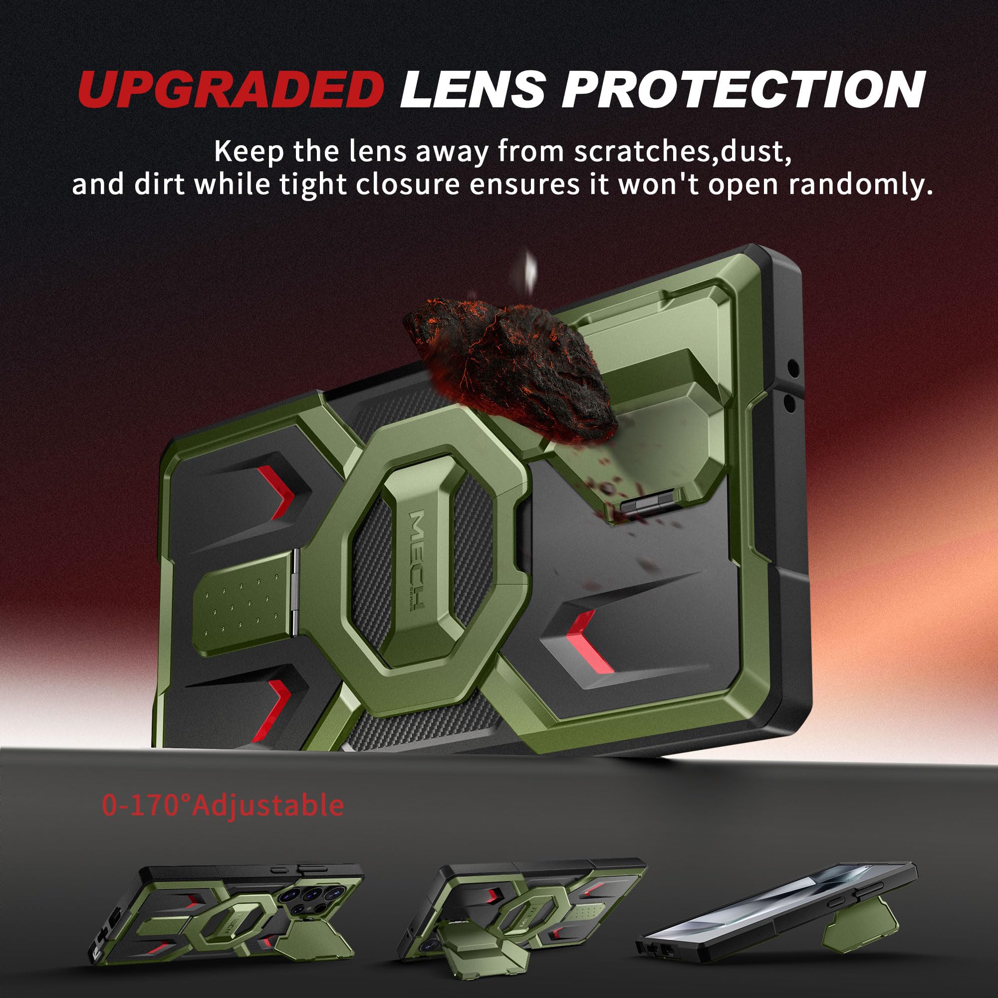 TONGATE TONGATE Samsung Galaxy S24 Ultra Case with MagSafe Ring Stand and Camera Cover Rugged Protection Green 6.8 Inch - View 6 of 8