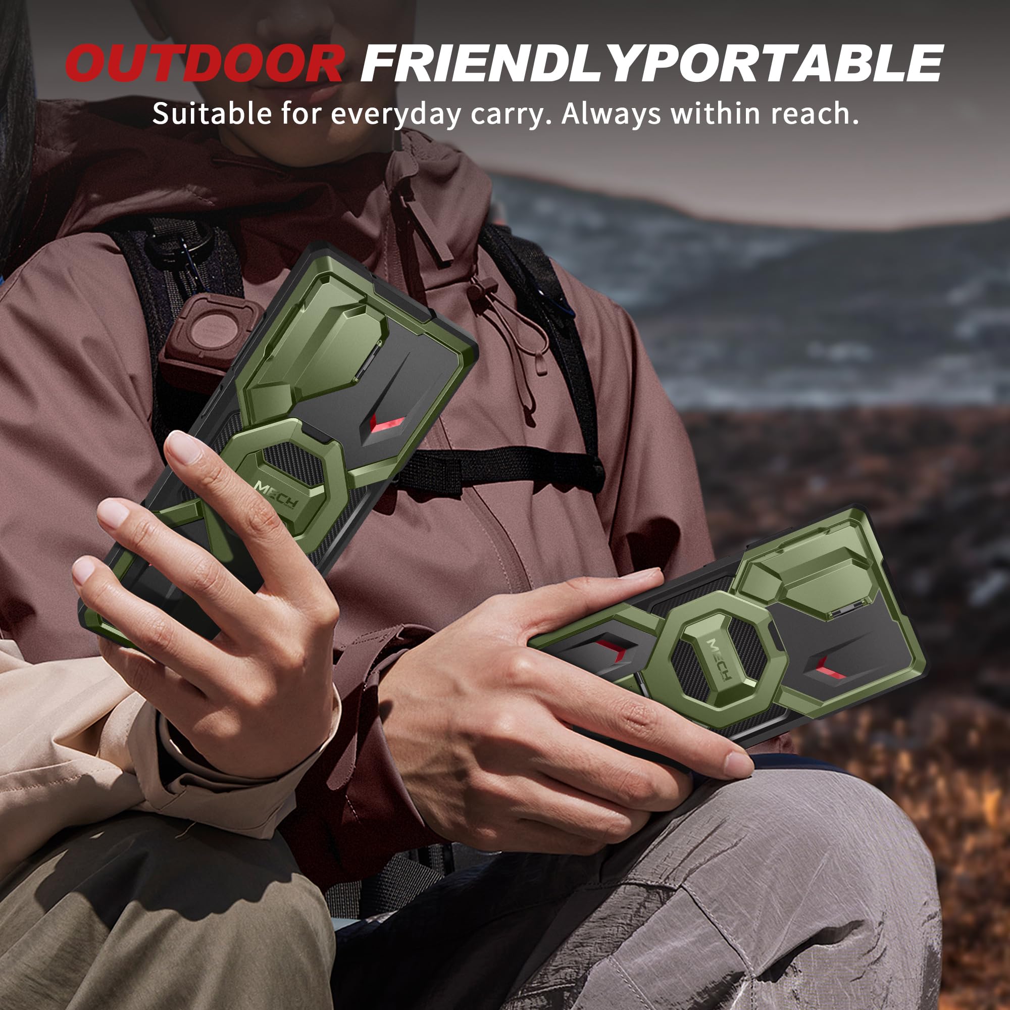 TONGATE TONGATE Samsung Galaxy S24 Ultra Case with MagSafe Ring Stand and Camera Cover Rugged Protection Green 6.8 Inch - View 8 of 8