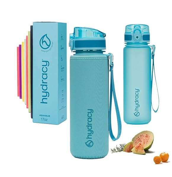Hydracy 500ml Water Bottle with Time Marker & Fruit Infuser - BPA Free, Leak Proof Gym Bottle for Fitness & Outdoor Activities