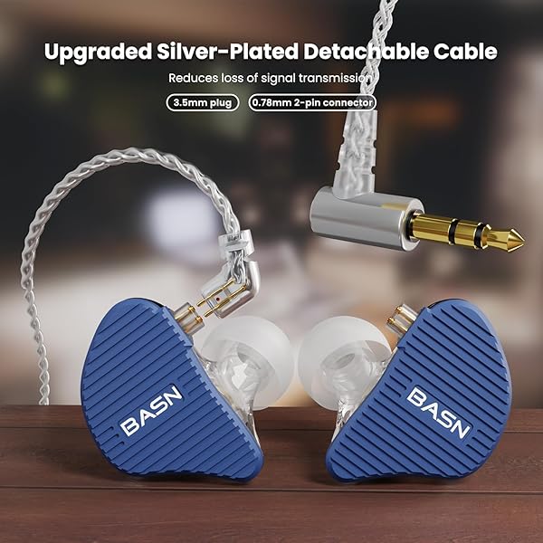 BASN BASN Mix-PD In Ear Monitor HiFi IEM Earphones with Planar and Dynamic Drivers CNC Metal Cover and Detachable Cable for Musicians Blue - View 6 of 9