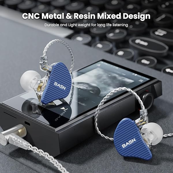 BASN BASN Mix-PD In Ear Monitor HiFi IEM Earphones with Planar and Dynamic Drivers CNC Metal Cover and Detachable Cable for Musicians Blue - View 7 of 9