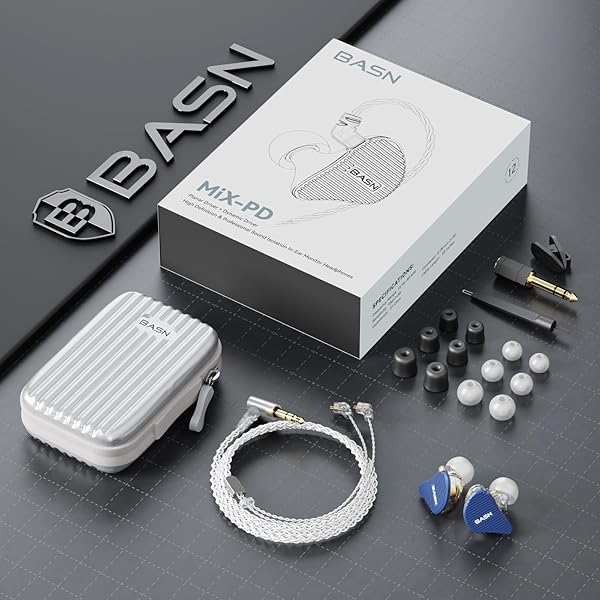 BASN BASN Mix-PD In Ear Monitor HiFi IEM Earphones with Planar and Dynamic Drivers CNC Metal Cover and Detachable Cable for Musicians Blue - View 9 of 9