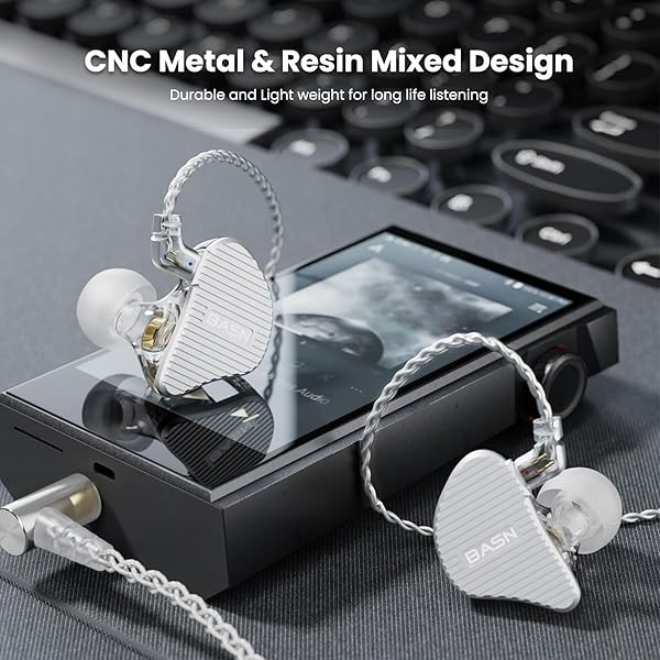 BASN BASN Mix-PD In Ear Monitor HiFi IEM Earphones with Planar and Dynamic Drivers CNC Metal Cover and Detachable Cable for Musicians Silver - View 7 of 9