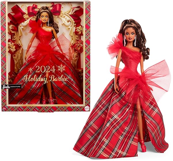 Barbie Barbie Signature 2024 Holiday Doll: Light Brown Hair & Plaid Gown - Collectible Toy in Display Packaging - View 2 of 8