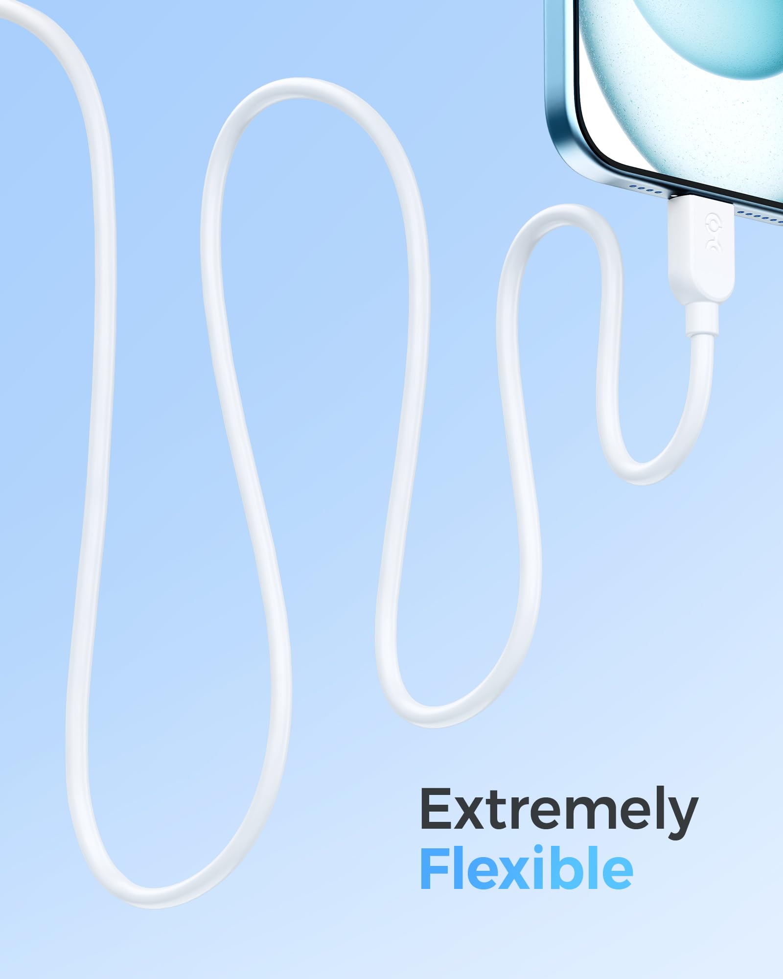 Cable Matters Cable Matters 2-Pack 6ft Flexible 240W USB C Charging Cable for MacBook Pro iPad Pro iPhone 16/15 Pro Apple Vision Pro White - View 2 of 5