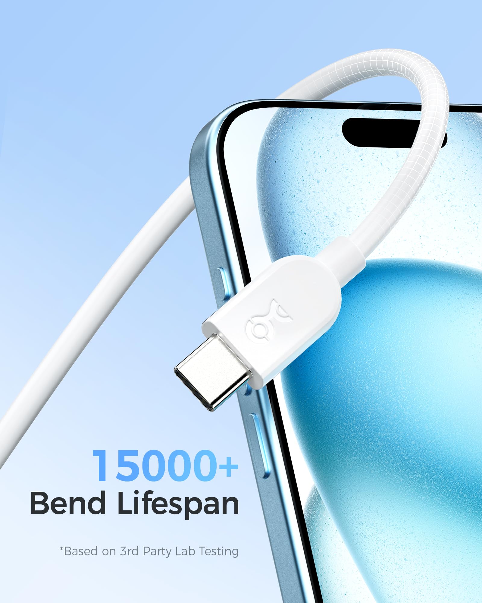 Cable Matters Cable Matters 2-Pack 6ft Flexible 240W USB C Charging Cable for MacBook Pro iPad Pro iPhone 16/15 Pro Apple Vision Pro White - View 3 of 5