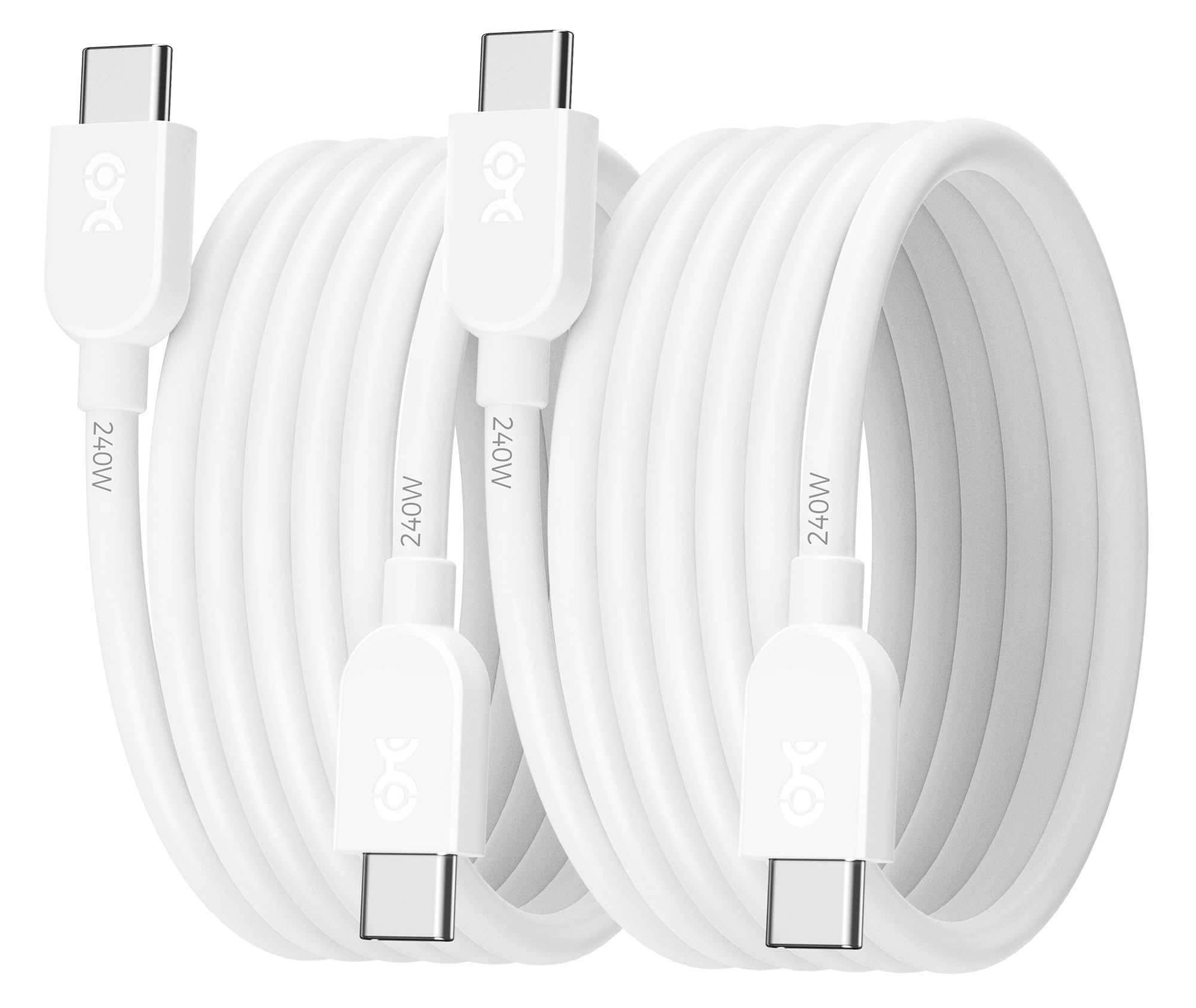 Cable Matters 2-Pack 6ft Flexible 240W USB C Charging Cable for MacBook Pro iPad Pro iPhone 16/15 Pro Apple Vision Pro White