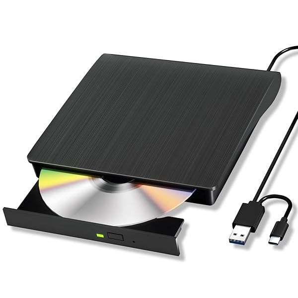 Yaeonku Portable External Blu-ray Drive: 50G Read/Write, USB 3.0 & Type-C, 3D Burner for Windows & Mac - View 3 of 9