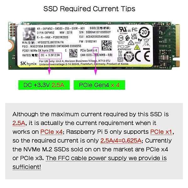 Geekworm Geekworm X1001 PCIe to M.2 HAT for Raspberry Pi 5: Support for NVMe SSDs 2230/2242/2260/2280 - View 8 of 8
