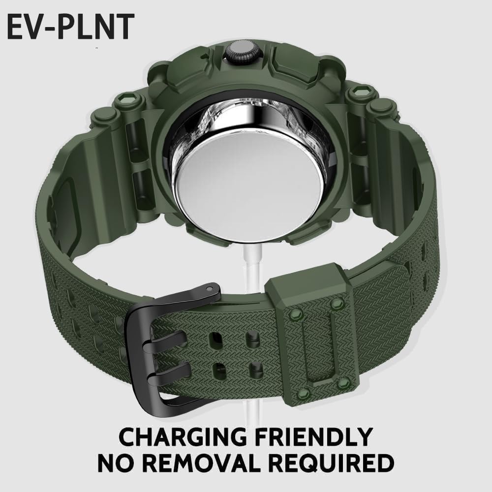 EVPLNT EVPLNT Rugged Band Strap with Case for Google Pixel Watch 2 41mm Shockproof Bumper Cover for Men Women Army Green - View 4 of 7