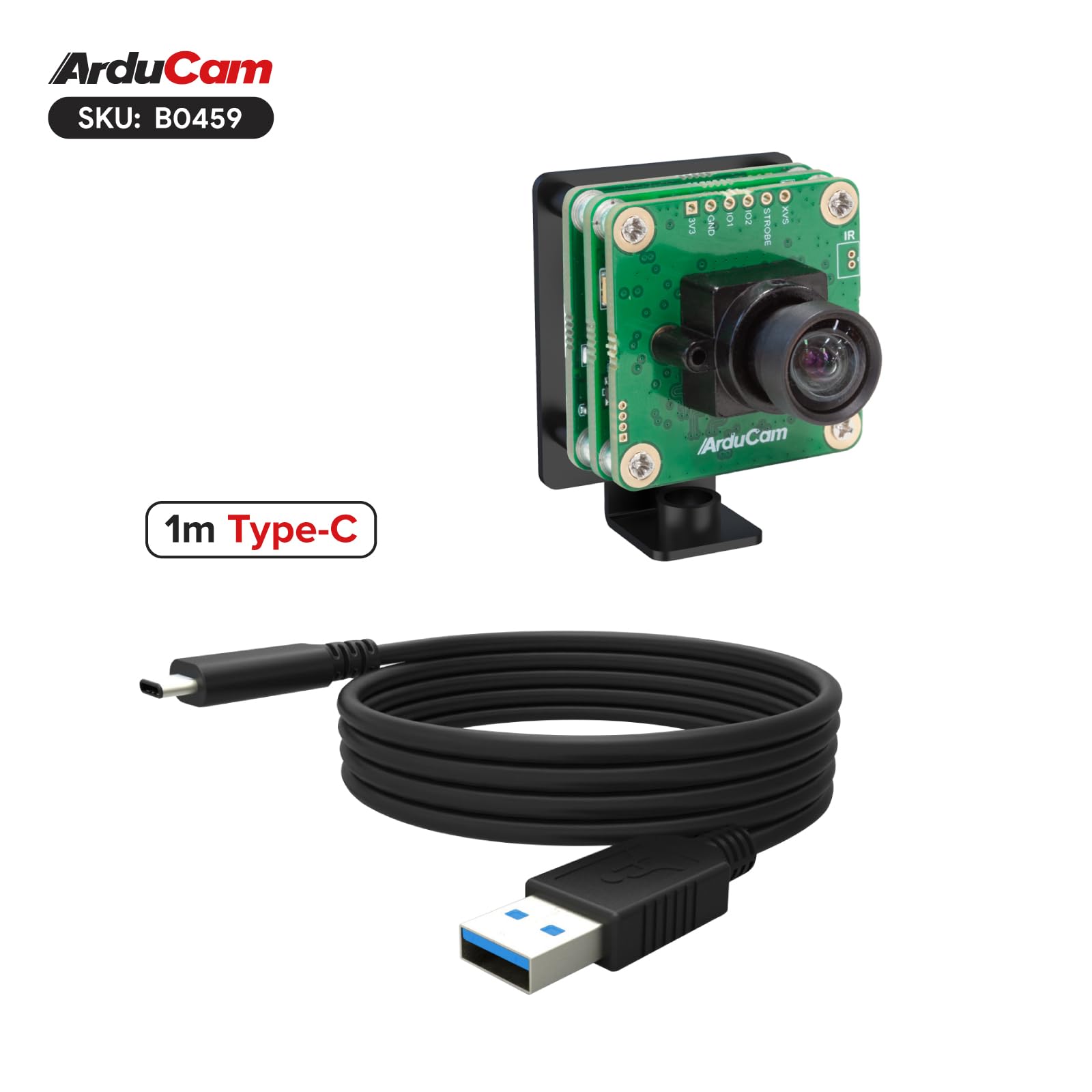 Arducam Arducam USB 3.0 Camera IMX477P 12MP High-Speed Module with 88 Degree M12 Manual Focus Lens and Metal Case for Windows and Linux - View 3 of 8