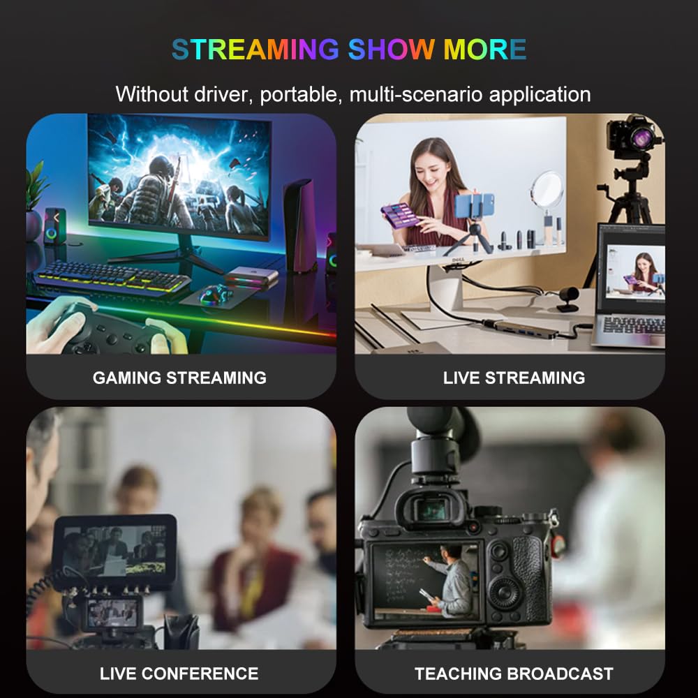 MICHENSEN MICHENSEN 1080p120 Gaming Capture Card UHD 4K30 HDR Support for Xbox PS4 PS5 Nintendo Switch Stream Deck T800 Live Gaming - View 5 of 6