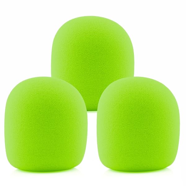 LEFXMOPHY LEFXMOPHY SM58 Pop Filter Mic Foam Replacement for Shure SM58 Vocal Microphone Green Noise-cancellation Windsock Cover 3-pack