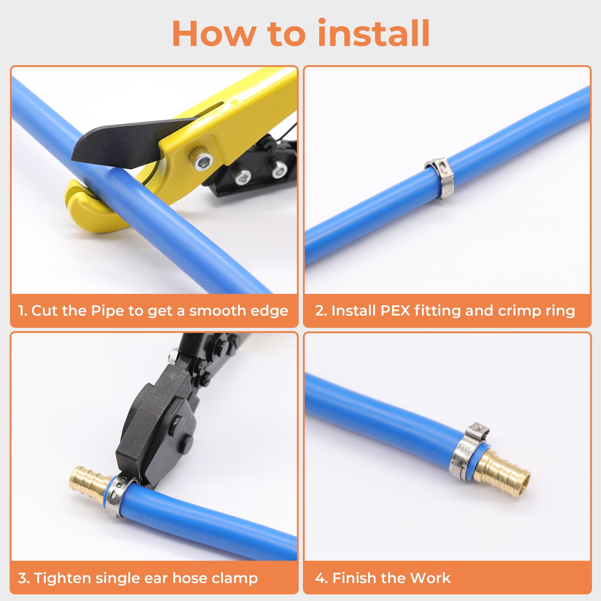WYSIWYKA WYSIWYKA 120pcs 1/2 inch PEX Cinch Clamps 304 Stainless Steel Hose Clamps for PEX Tubing Pipe Fitting Connections - View 6 of 8