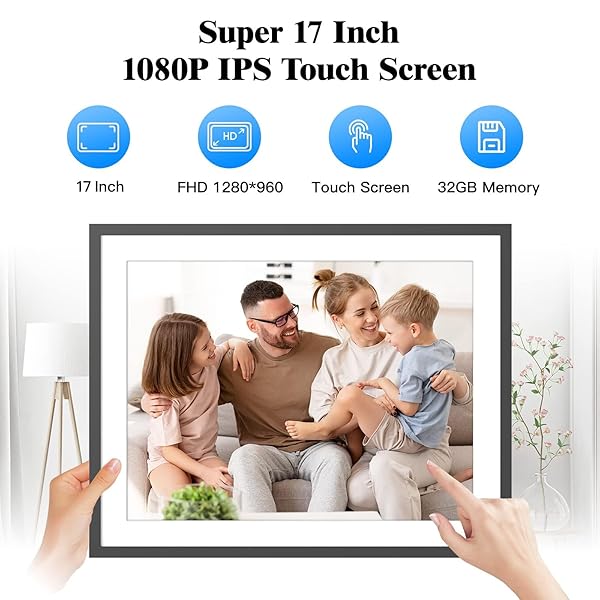 FULLJA Large 17 Inch Digital Photo Frame Dual Wifi 32GB IPS Touch Screen Share Photos via App Email Perfect Gift for Family and Friends - View 4 of 8