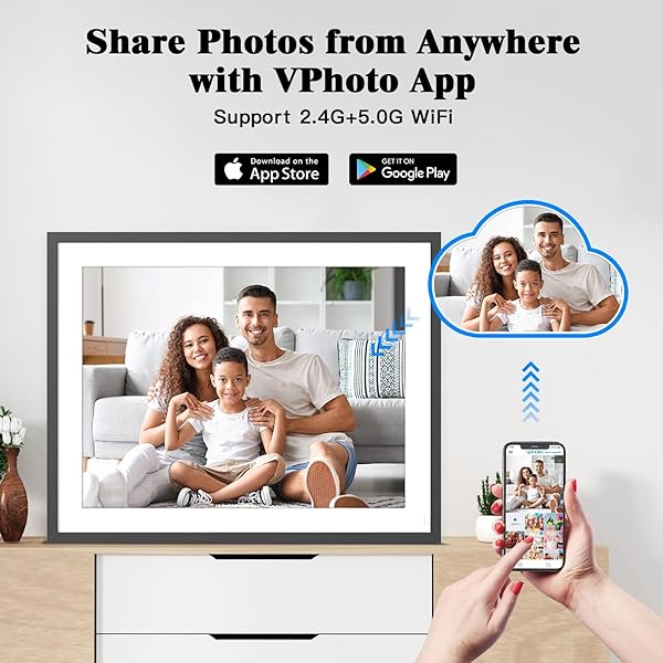 FULLJA Large 17 Inch Digital Photo Frame Dual Wifi 32GB IPS Touch Screen Share Photos via App Email Perfect Gift for Family and Friends - View 5 of 8
