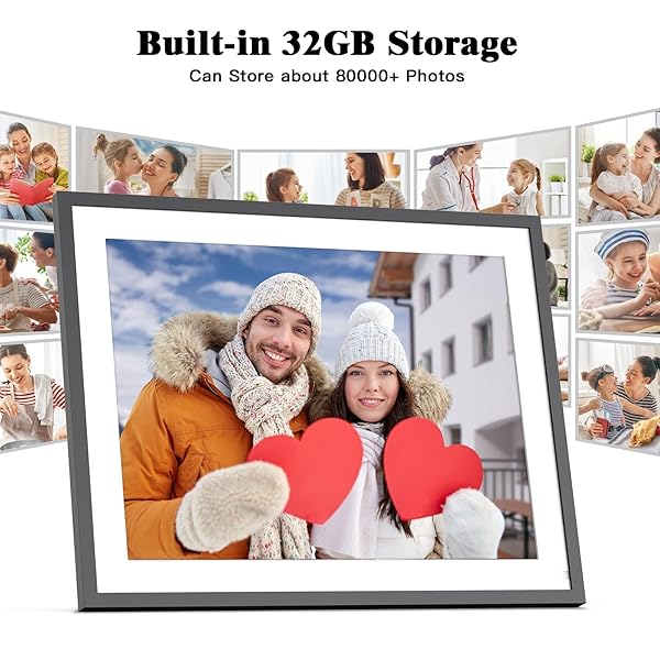 FULLJA Large 17 Inch Digital Photo Frame Dual Wifi 32GB IPS Touch Screen Share Photos via App Email Perfect Gift for Family and Friends - View 6 of 8