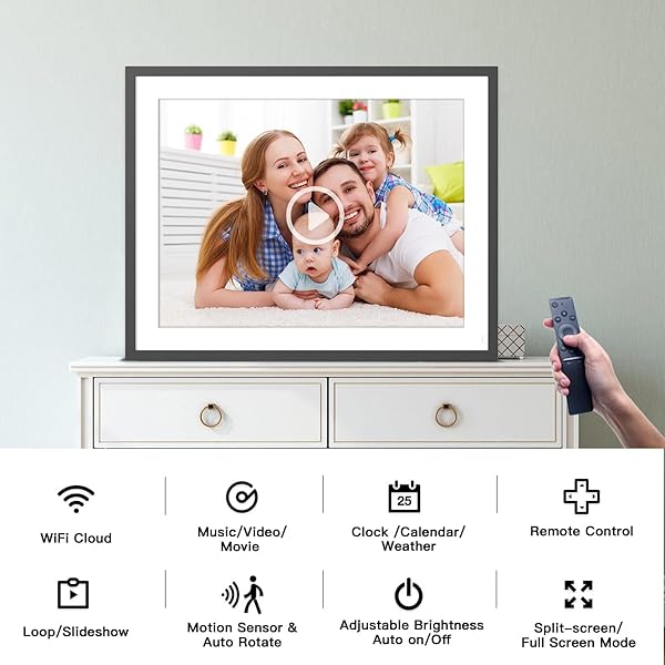 FULLJA Large 17 Inch Digital Photo Frame Dual Wifi 32GB IPS Touch Screen Share Photos via App Email Perfect Gift for Family and Friends - View 7 of 8