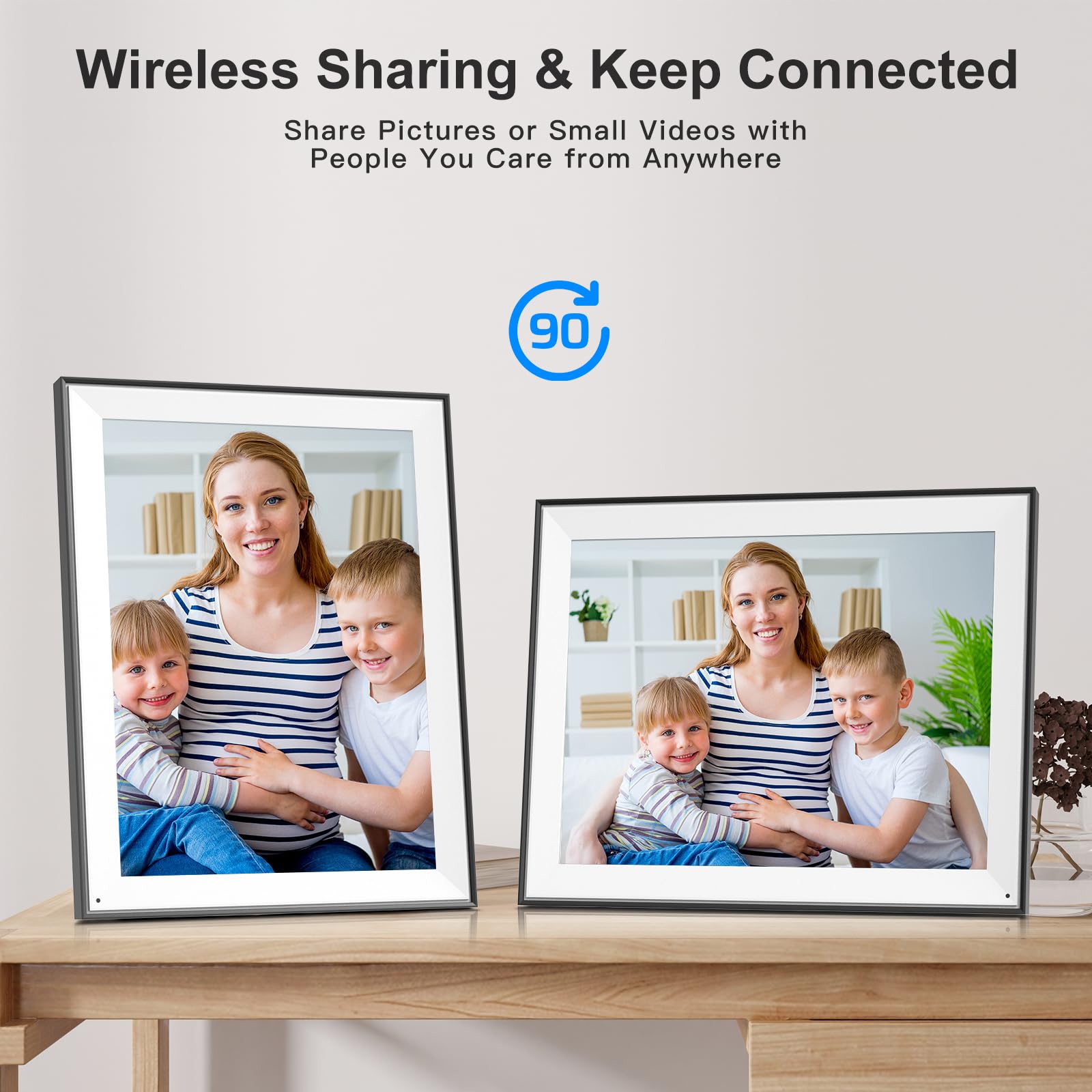 PWOSUN Large WiFi Digital Picture Frame 32GB Wall Mounted with Light Sensor Instant Photo Sharing Unlimited Cloud Storage Perfect Father's Day Gift - View 4 of 8