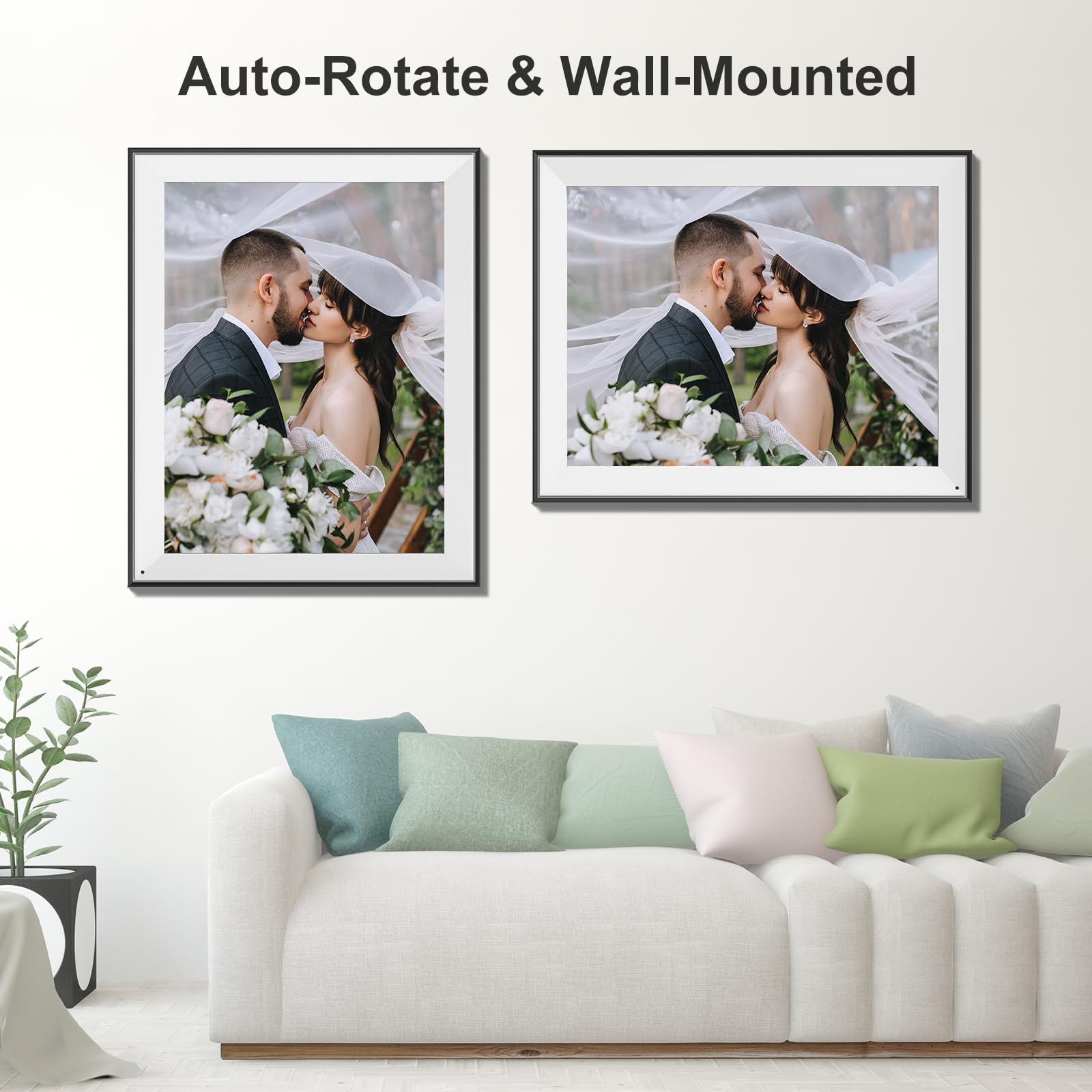 PWOSUN Large WiFi Digital Picture Frame 32GB Wall Mounted with Light Sensor Instant Photo Sharing Unlimited Cloud Storage Perfect Father's Day Gift - View 6 of 8