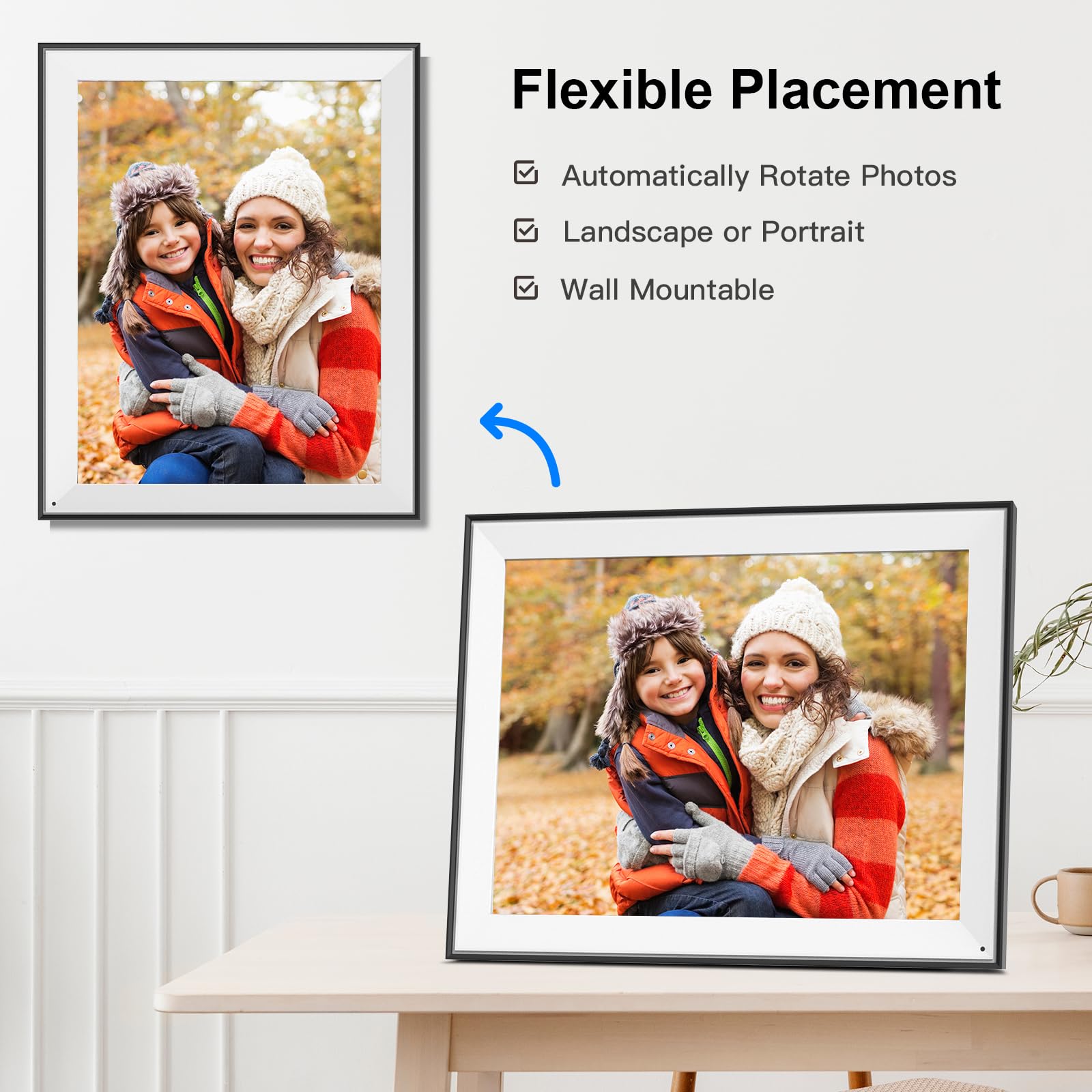 PWOSUN Large WiFi Digital Picture Frame 32GB Wall Mounted with Light Sensor Instant Photo Sharing Unlimited Cloud Storage Perfect Father's Day Gift - View 8 of 8