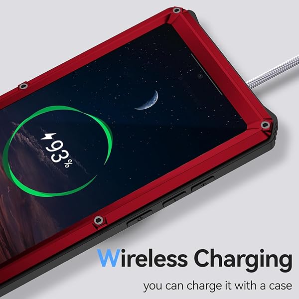 Lunivop Lunivop Heavy Duty Metal Case for Samsung Galaxy S24 Ultra with Built-in Screen Protection and Military Grade Rugged Design Red - View 8 of 8