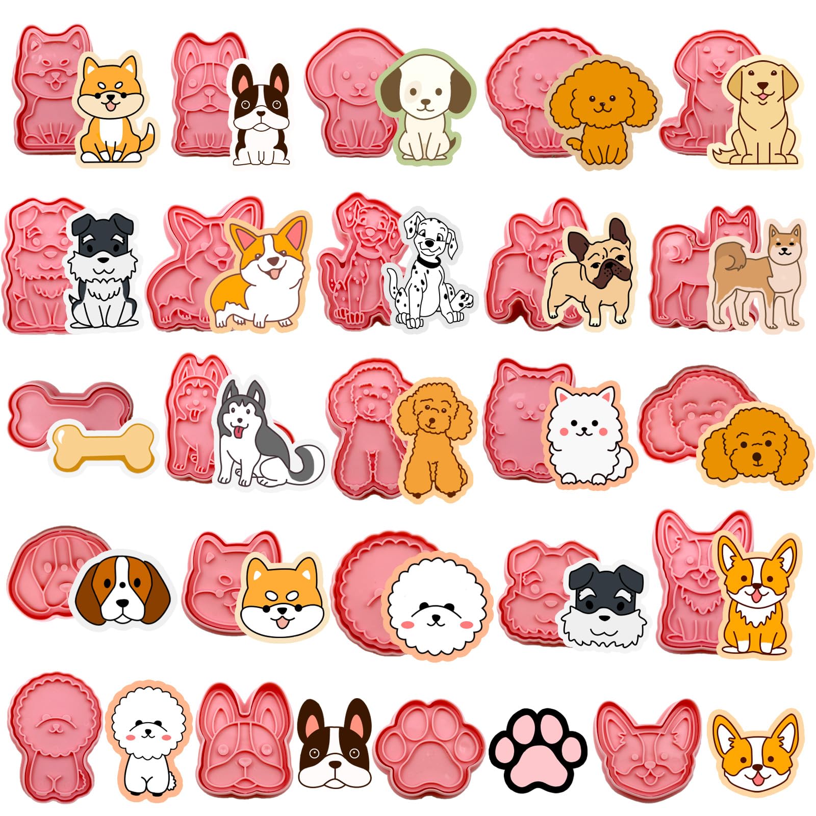 Joinor Joinor 24pcs Pet Dog Cookie Cutters Stamps Baking Tools for Fun Biscuit Making and Embossing