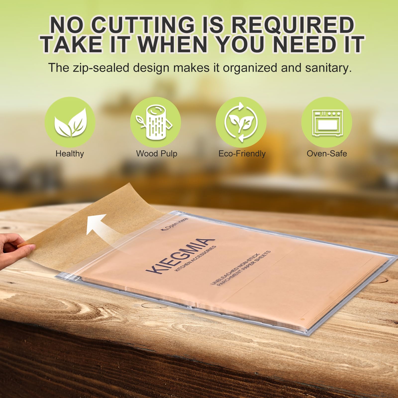 KIEGMIA 120PCS Non-Stick Unbleached Parchment Paper Sheets 12x16 Inches Ideal for Baking Cooking Steaming Grilling and Air Fryer Use - View 3 of 7