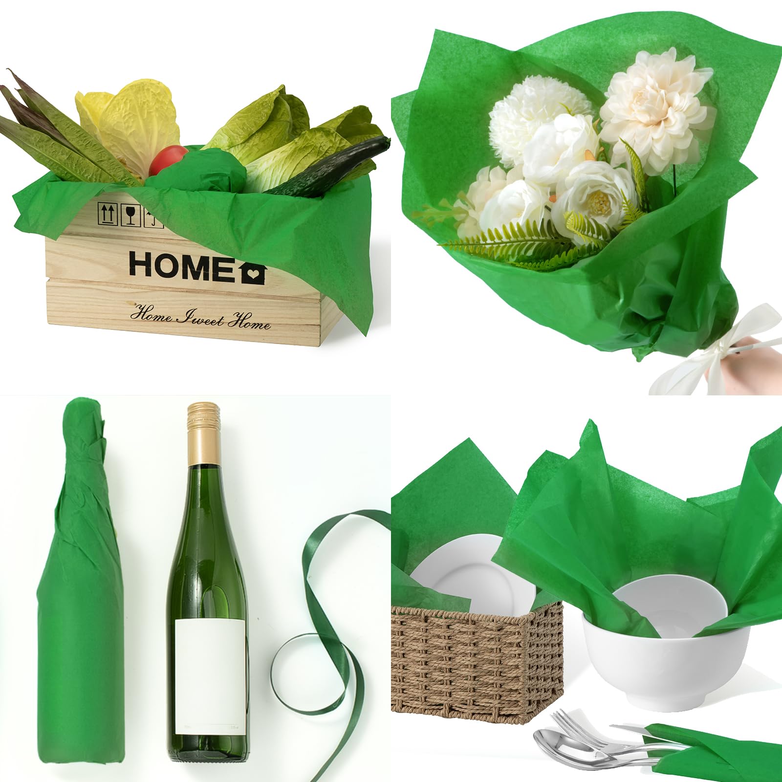 Simetufy Simetufy Green Tissue Paper 115 Sheets 14x20 Inches Bulk Gift Wrapping for Crafts Saint Patrick's Day Christmas Birthday Wedding Decor - View 6 of 7