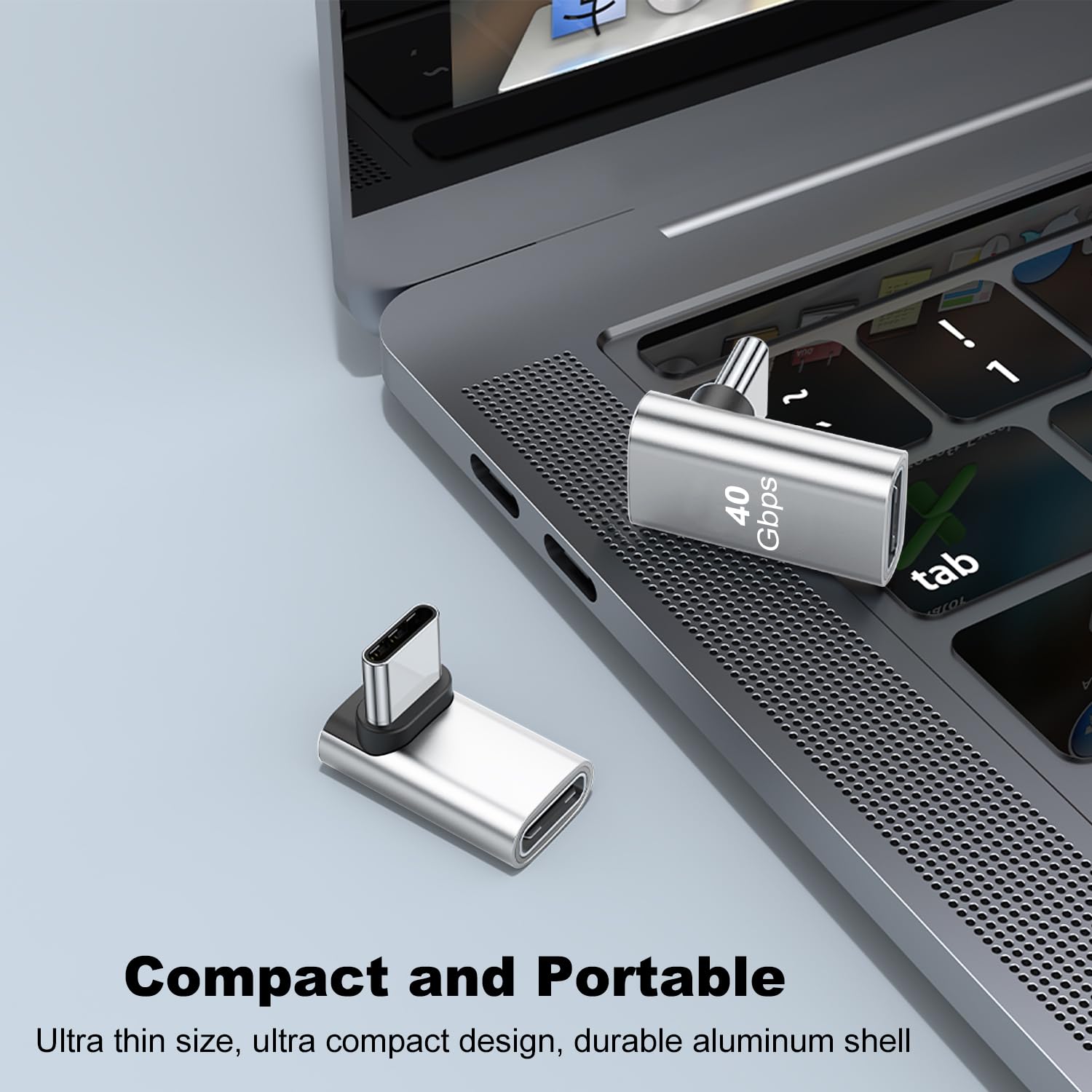 AreMe AreMe 90 Degree USB-C Male to Female Adapter 2 Pack Right Angle 100W Type-C Extender for Steam Deck ROG Ally Switch Notebook Tablet Mobile Phones Silver - View 6 of 9