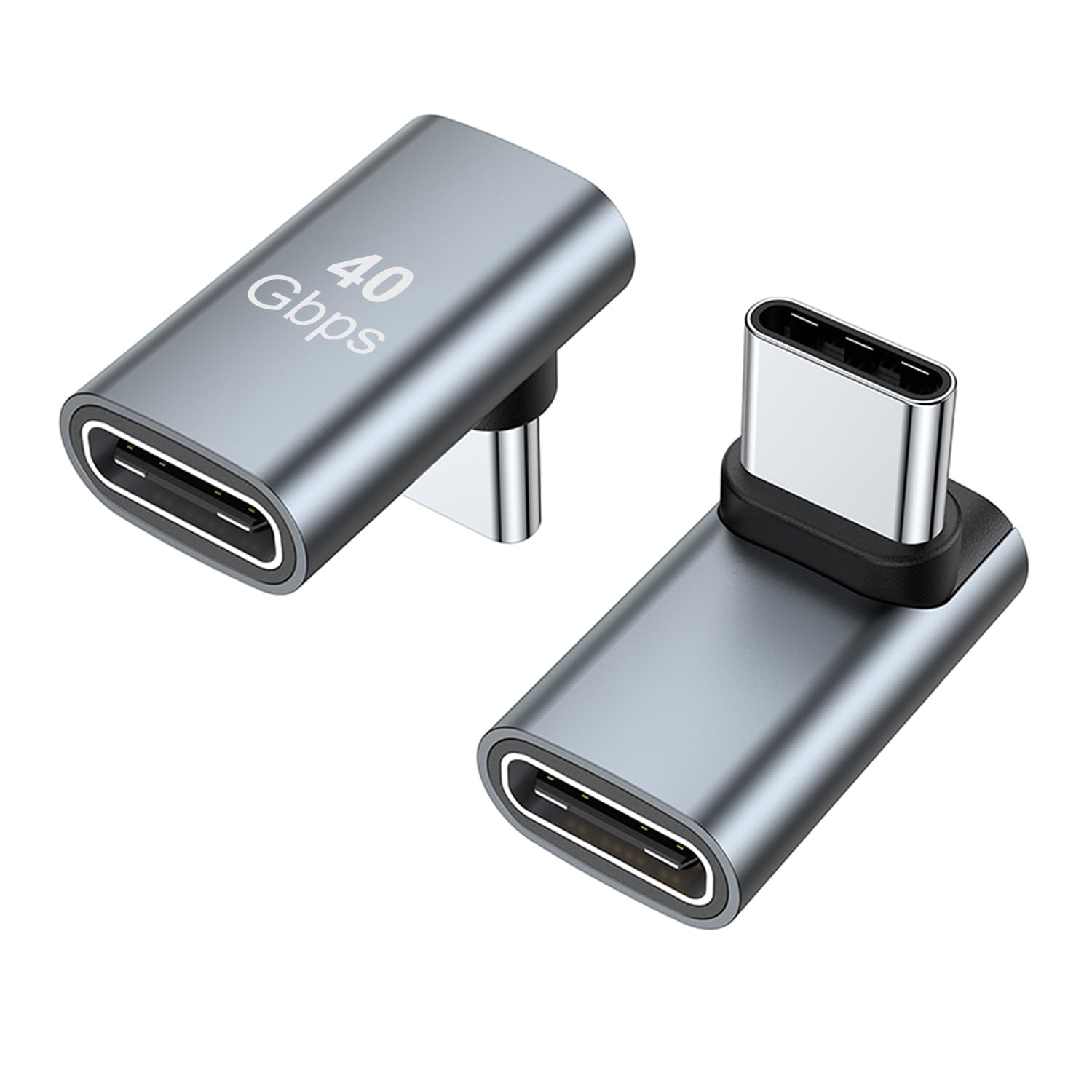 AreMe AreMe 90 Degree USB-C Male to Female Adapter 2 Pack Right Angle 100W Type-C Extender for Steam Deck ROG Ally Switch Notebook Tablet Mobile Phones Silver - View 9 of 9