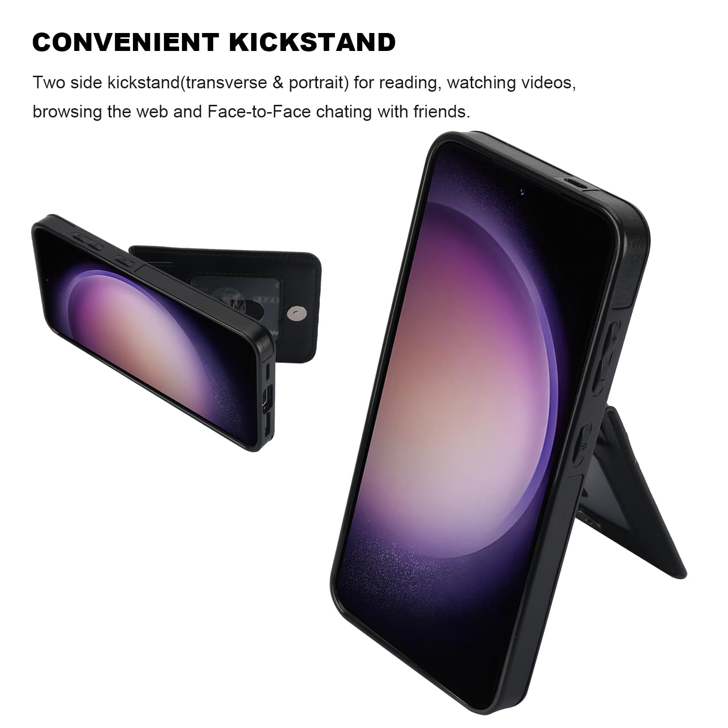 KIHUWEY KIHUWEY Samsung Galaxy S24 Case Wallet with Credit Card Holder Premium Leather Magnetic Clasp Heavy Duty Protective Cover Black - View 5 of 7