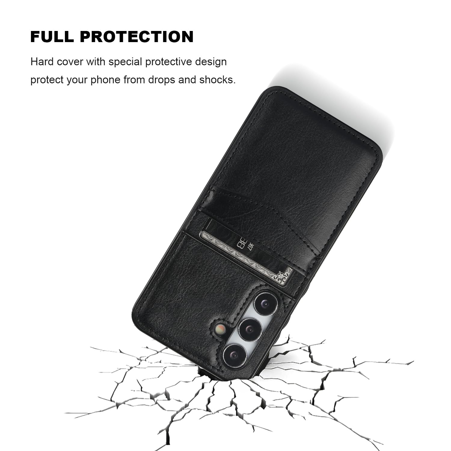 KIHUWEY KIHUWEY Samsung Galaxy S24 Case Wallet with Credit Card Holder Premium Leather Magnetic Clasp Heavy Duty Protective Cover Black - View 6 of 7