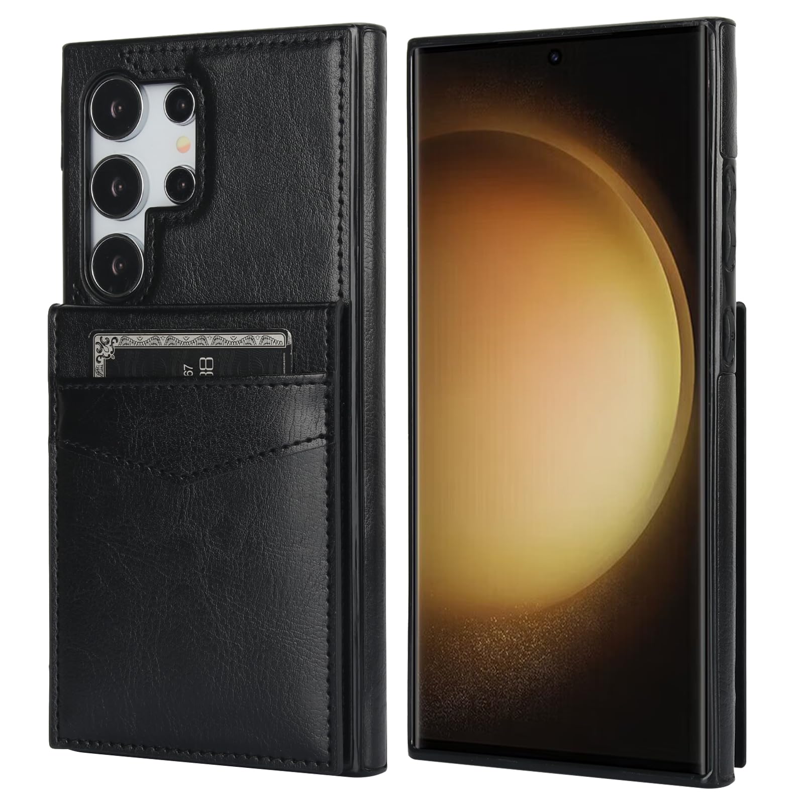 KIHUWEY KIHUWEY Samsung Galaxy S24 Ultra Case Wallet with Credit Card Holder Premium Leather Heavy Duty Protective Cover Black - View 3 of 7