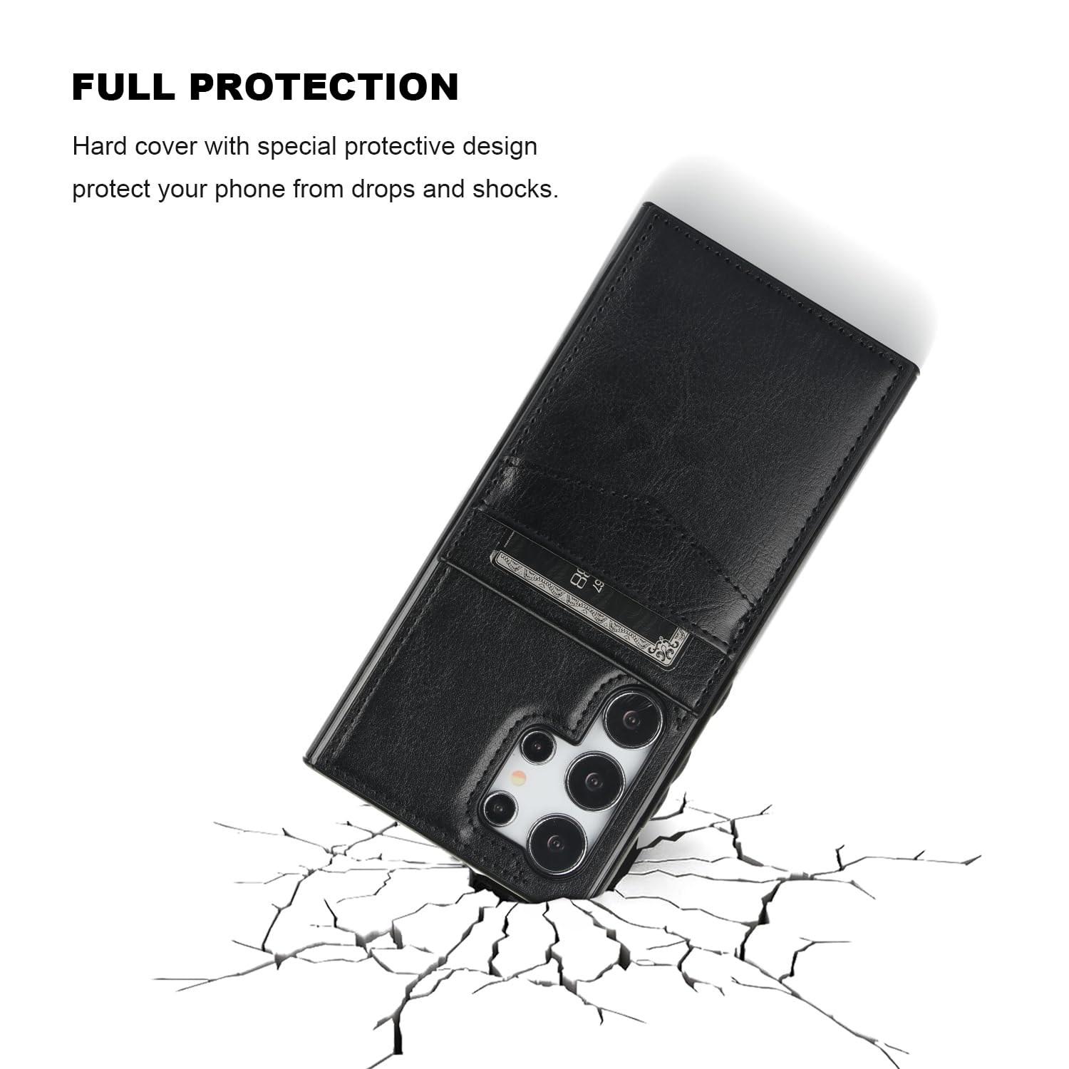 KIHUWEY KIHUWEY Samsung Galaxy S24 Ultra Case Wallet with Credit Card Holder Premium Leather Heavy Duty Protective Cover Black - View 6 of 7