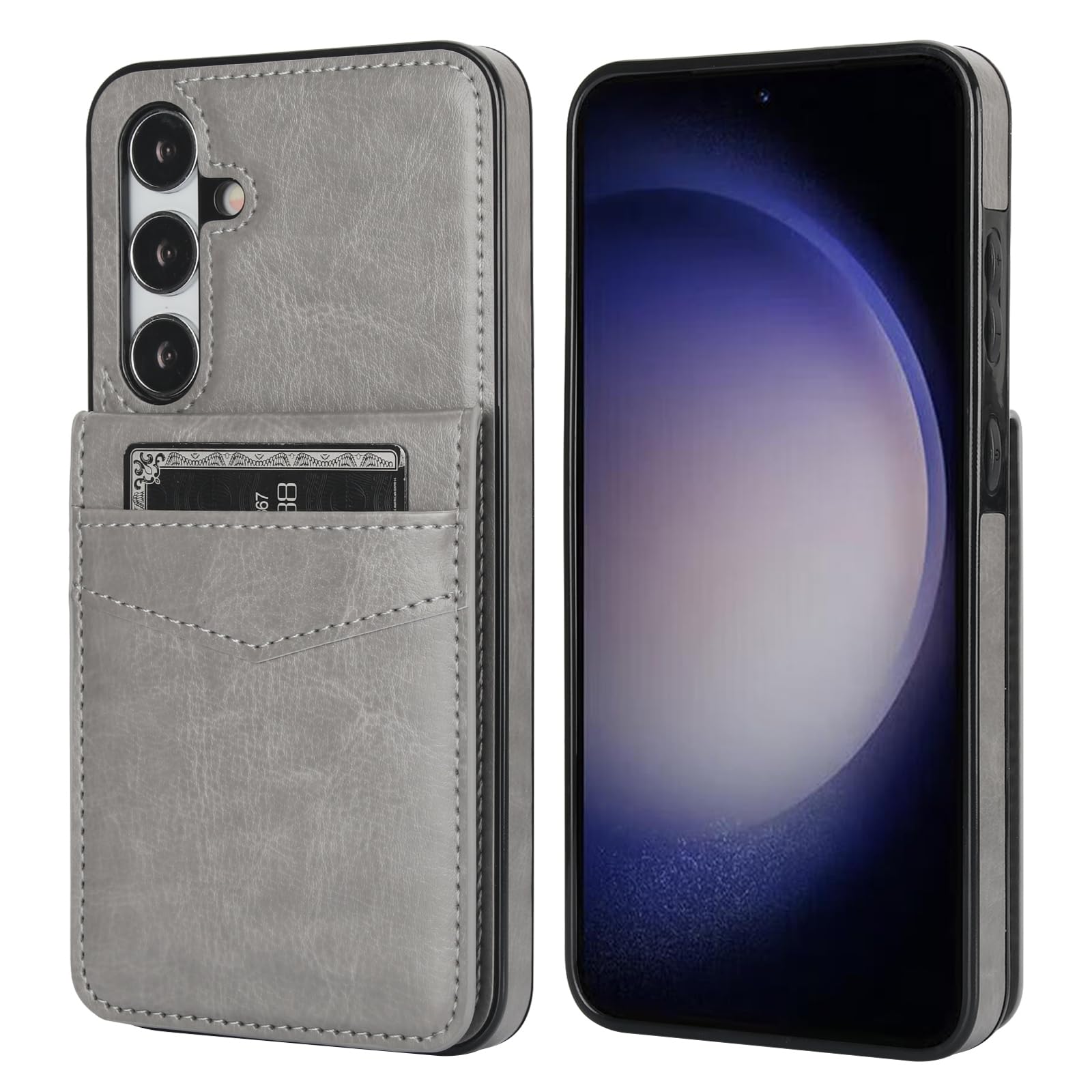 KIHUWEY KIHUWEY Samsung Galaxy S24 Plus Case Wallet with Credit Card Holder Flip Leather Magnetic Clasp Heavy Duty Protective Cover Gray 6.7 Inch - View 3 of 7