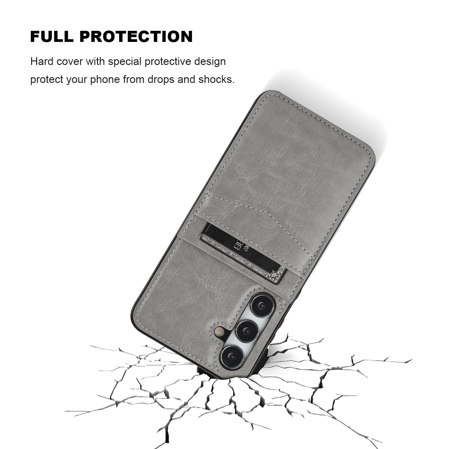 KIHUWEY KIHUWEY Samsung Galaxy S24 Plus Case Wallet with Credit Card Holder Flip Leather Magnetic Clasp Heavy Duty Protective Cover Gray 6.7 Inch - View 6 of 7