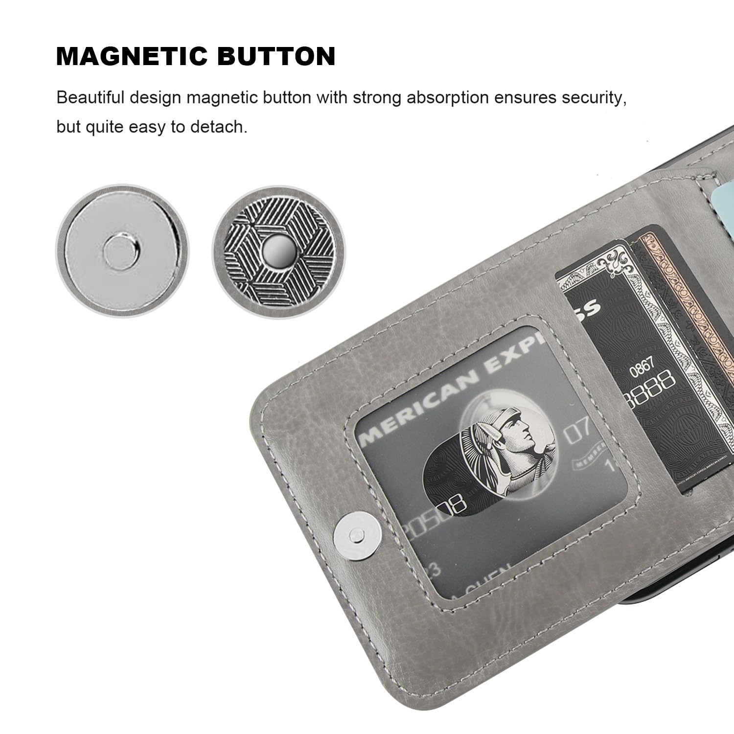 KIHUWEY KIHUWEY Samsung Galaxy S24 Plus Case Wallet with Credit Card Holder Flip Leather Magnetic Clasp Heavy Duty Protective Cover Gray 6.7 Inch - View 7 of 7