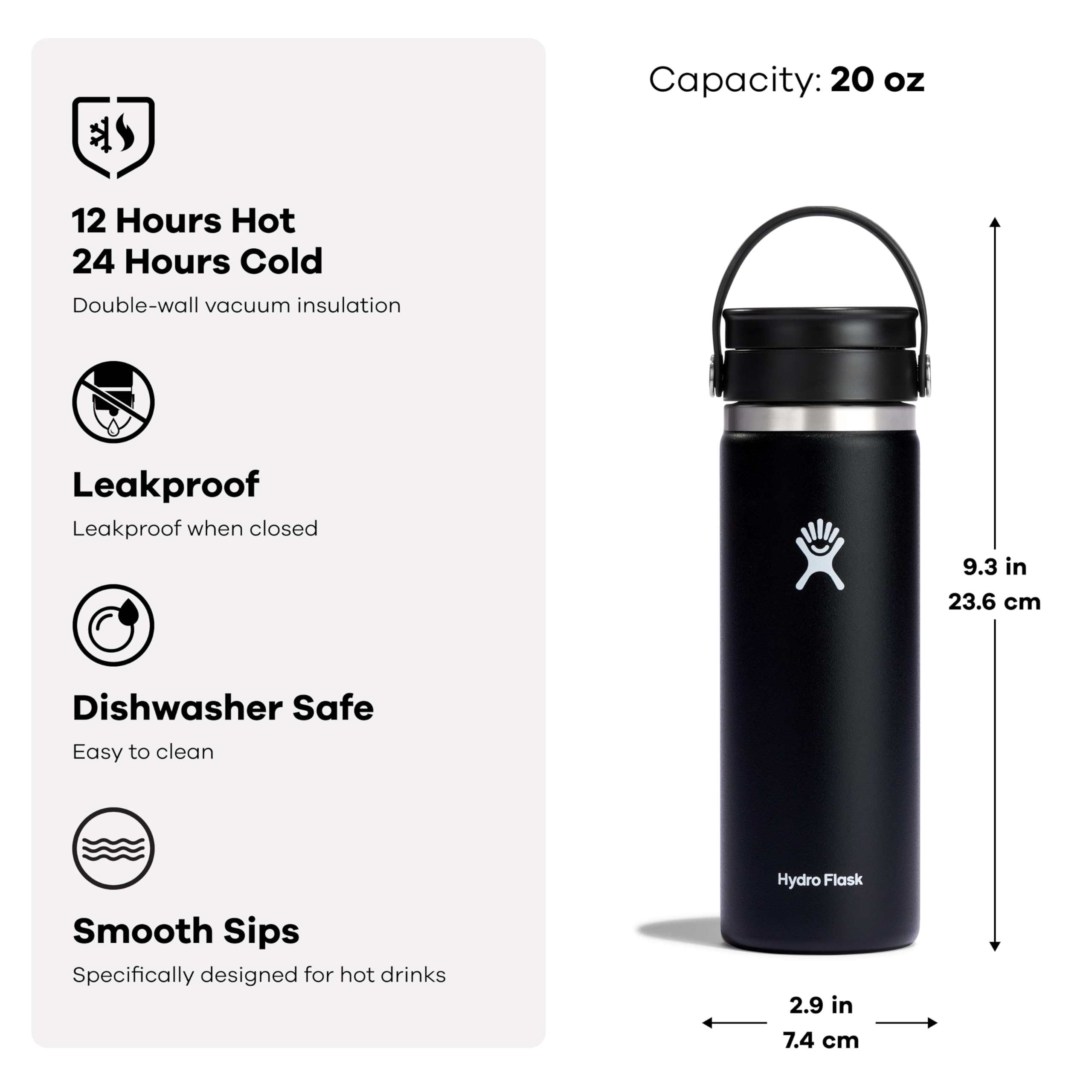 Hydro Flask Hydro Flask 20 Oz Wide Flex Sip Lid Trillium for Easy Hydration on the Go - View 5 of 6